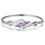 MORGAN & PAIGE .925 Sterling Silver Rhodium Plated Gemstone Elegant Bangle Bracelets for Women - Filigree Two-Tone Created Blue Sapphire & Cubic Zirconia or Genuine Amethyst & White Topaz, 7.25 inch