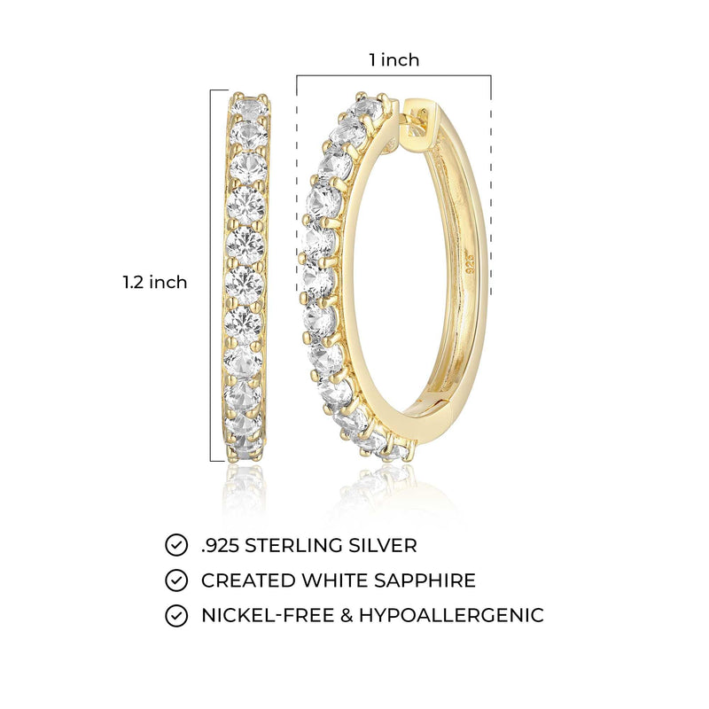 MORGAN & PAIGE Yellow Gold-Plated .925 Sterling Silver Hoop Earrings for Women - Choice of Birthstone Hypoallergenic Gold-Plated Earrings