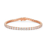 MORGAN & PAIGE 925 Sterling Silver Tennis Bracelet with Cubic Zirconia in Platinum, Yellow Gold, or Rose Gold Plated Finishes; Hypoallergenic Tarnish-Free, Silver Bracelet for Women,7.25 or 8 inch