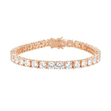 MORGAN & PAIGE 925 Sterling Silver Tennis Bracelet with Cubic Zirconia in Platinum, Yellow Gold, or Rose Gold Plated Finishes; Hypoallergenic Tarnish-Free, Silver Bracelet for Women,7.25 or 8 inch