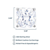 MORGAN & PAIGE .925 Sterling Silver Platinum or 14k Rose Gold Plated Cushion Brilliant Cut 7mm Cubic Zirconia Earrings Studs, 4 Prong Setting Butterfly-Back Hypoallergenic Stud Earrings for Women