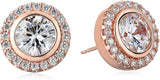 MORGAN & PAIGE 14K Rose Gold Plated or Rhodium Plated .925 Sterling Silver Floating Halo 7mm Round Cubic Zirconia 1/2" Stud Earrings