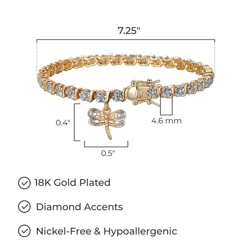 MORGAN & PAIGE Bronze Rhodium, 14k Rose Gold or 18k Yellow Gold Plated Diamond Accent Tennis Bracelets for Women Trendy - Charm Womens Bracelets with Accent S-Link Chain, Gift Jewelry 7.25 inch