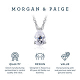 MORGAN & PAIGE .925 Sterling Silver Platinum Plated Solitaire 3/8" Cubic Zirconia Necklace - Emerald Cut or Pear Teardrop Dainty Diamond Necklaces for Women, Crystal Jewelry 18 inch