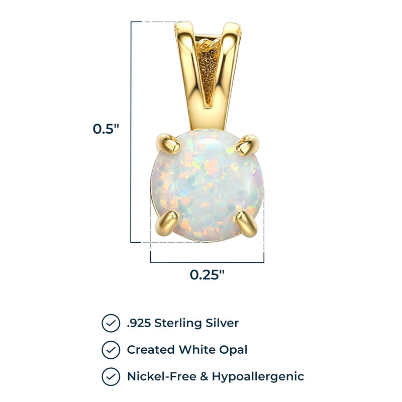 MORGAN & PAIGE .925 Sterling Silver 18K Yellow or 14k Rose Gold Plated Created Opal Pendant Station Necklace for Women, Hypoallergenic Sterling Silver Necklace for Women, Dainty Jewelry for Her 18"