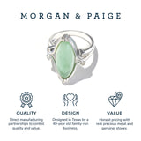 MORGAN & PAIGE .925 Sterling Silver Genuine Green Jade Rings for Women - Vintage Celtic Oval Jade Stone Statement Rings Scrollwork Setting, Hypoallergenic Sterling Silver Rings Women Size 5-9