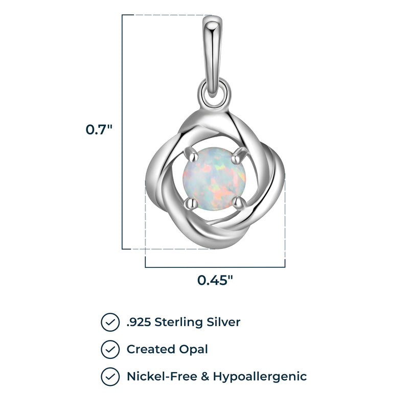 MORGAN & PAIGE Gemstone Lab-Created Birthstone Pendant Love Knot Necklace Featuring Rhodium-Plated Sterling Silver with Faceted Cable Chain, Love Knot Necklace, Birthstone Necklaces for Women