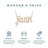 MORGAN & PAIGE .925 Sterling Silver Rhodium or 18K Yellow Gold Plated Statement Dainty Necklace for Women, Hypoallergenic Cursive Pendant Letter Necklaces for Women - 16in with 2in Extender Chain