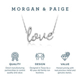 MORGAN & PAIGE .925 Sterling Silver Rhodium or 18K Yellow Gold Plated Statement Dainty Necklace for Women, Hypoallergenic Cursive Pendant Letter Necklaces for Women - 16in with 2in Extender Chain