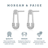 MORGAN & PAIGE Sterling Silver Safety Pin Stud Post Earrings Made with Crystal