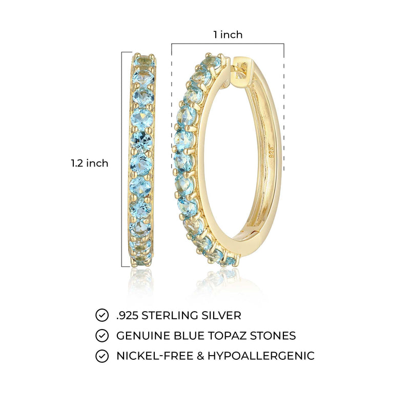 MORGAN & PAIGE Yellow Gold-Plated .925 Sterling Silver Hoop Earrings for Women - Choice of Birthstone Hypoallergenic Gold-Plated Earrings