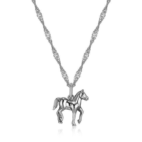 MORGAN & PAIGE .925 Sterling Silver Oxidized Horse Sterling Silver Necklace for Women, Dainty and Lightweight Charm Womens Necklaces, Gift Silver Jewelry for Her 16" Cable Chain + 2" Extender