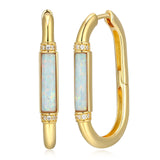 14K Yellow Gold-Plated Hoop Earrings for Women with Cubic Zirconia - Hypoallergenic Genuine Jade & Gemstones