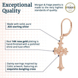 MORGAN & PAIGE .925 Sterling Silver Oxidized, 18k Yellow Gold or 14K Rose Gold Plated Celtic Cross Sterling Silver Earrings - Drop & Dangle or Stud Earrings for Women Hypoallergenic Faith Jewelry