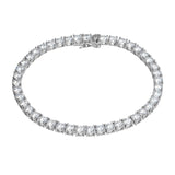 MORGAN & PAIGE 925 Sterling Silver Tennis Bracelet with Cubic Zirconia in Platinum, Yellow Gold, or Rose Gold Plated Finishes; Hypoallergenic Tarnish-Free, Silver Bracelet for Women,7.25 or 8 inch