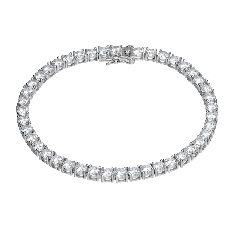 MORGAN & PAIGE 925 Sterling Silver Tennis Bracelet with Cubic Zirconia in Platinum, Yellow Gold, or Rose Gold Plated Finishes; Hypoallergenic Tarnish-Free, Silver Bracelet for Women,7.25 or 8 inch