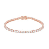 MORGAN & PAIGE 925 Sterling Silver Tennis Bracelet with Cubic Zirconia in Platinum, Yellow Gold, or Rose Gold Plated Finishes; Hypoallergenic Tarnish-Free, Silver Bracelet for Women,7.25 or 8 inch