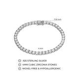 MORGAN & PAIGE 925 Sterling Silver Tennis Bracelet with Cubic Zirconia in Platinum, Yellow Gold, or Rose Gold Plated Finishes; Hypoallergenic Tarnish-Free, Silver Bracelet for Women,7.25 or 8 inch