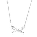 MORGAN & PAIGE Rhodium Plated 925 Sterling Silver Bow Pendant Necklace or Hinged Bangle Bracelet for Women