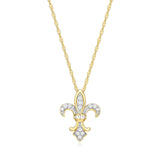 MORGAN & PAIGE .925 Sterling Silver 18K Yellow Gold Plated Fleur de Lis Gold Necklace for Women - Elegant and Dainty Jewelry 1/4 CTTW Diamond Necklace for Women 18 inch (I-J Color, I3 Clarity)