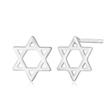 MORGAN & PAIGE Rhodium Plated .925 Sterling Silver Tiny Star of David Stud Earrings