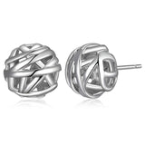 MORGAN & PAIGE 925 Sterling Silver Openwork Ball Stud Earrings