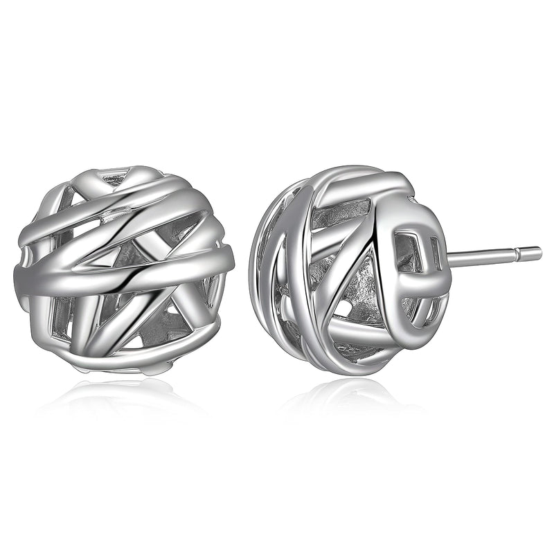 MORGAN & PAIGE 925 Sterling Silver Openwork Ball Stud Earrings