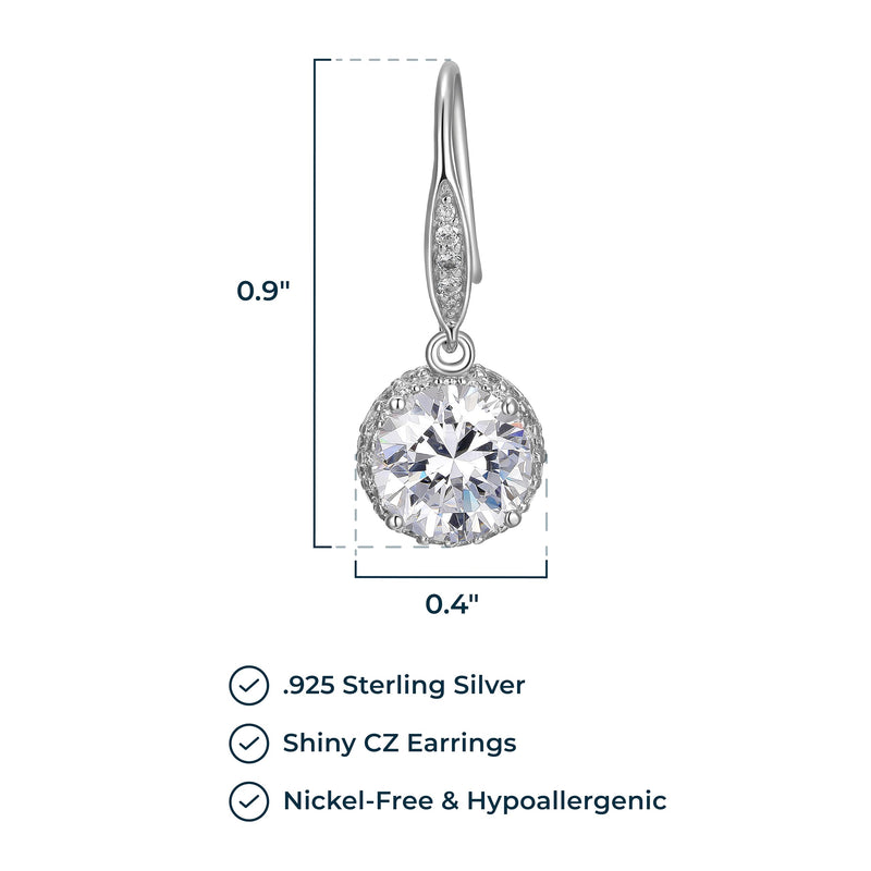 MORGAN & PAIGE Rhodium-Plated Sterling Silver Cubic Zirconia Halo-Setting Dangle Drop Earrings