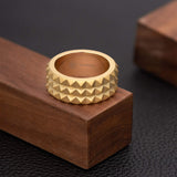 Room101 Gold Plated Stainless Steel 10mm Mens Spike Ring, Size 11