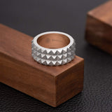 Room101 Matte Finish Stainless Steel 10mm Mens Spike Ring, Size 9