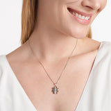 Sterling Silver Black and White Diamond Turtle, Whale, Penguin and Spider Pendant Necklace, 18"