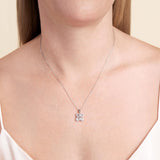 MORGAN & PAIGE Lab-Created 4-Stone Checkerboard Pendant Necklace Featuring Rhodium-Plated Sterling Silver with Faceted Cable Chain, Square Pendants, Gemstone Pendant Necklace