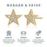 MORGAN & PAIGE .925 Sterling Silver Rhodium or 18K Gold Plated Cubic Zirconia Pave Star Stud Earrings for Women or CZ Star Pendant Necklace - Dainty Hypoallergenic Silver Necklace for Women Jewelry