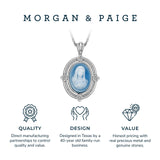 MORGAN & PAIGE .925 Sterling Silver Rhodium Plated Virgin Mary Necklace Genuine Blue Agate & Diamond or Butterfly Necklace Genuine Green Agate - Cameo Sterling Silver Jewelry Gift for Her, 18 inch