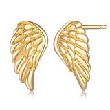 Morgan & Paige Rhodium / 14K Rose Gold / 18K Yellow Gold Plated 925 Sterling Silver Angel Wing Stud Earrings Hypoallergenic Adorned for Women