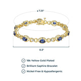 MORGAN & PAIGE 18k Yellow Gold Over Sterling Silver Created Blue and White Sapphire Bracelet, 7.25"