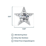 MORGAN & PAIGE .925 Sterling Silver Rhodium or 18K Gold Plated Cubic Zirconia Pave Star Stud Earrings for Women or CZ Star Pendant Necklace - Dainty Hypoallergenic Silver Necklace for Women Jewelry