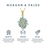 MORGAN & PAIGE 18K Yellow Gold Plated 925 Sterling Silver Diamond-Accented Gemstone Birthstone Cluster Pendant Necklace, 18"