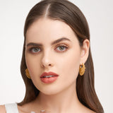 MORGAN & PAIGE Bronze 18K Yellow Gold Hoops Plated Indian Gold Earrings for Women - Chandbali Hoop Earrings Indian Jewelry, Exquisite Chandelier Boho Hypoallergenic Gift for Her