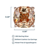 MORGAN & PAIGE .925 Sterling Silver Platinum or 14k Rose Gold Plated Cushion Brilliant Cut 7mm Cubic Zirconia Earrings Studs, 4 Prong Setting Butterfly-Back Hypoallergenic Stud Earrings for Women