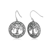 925 Sterling Silver Celtic Knot Openwork Tree of Life Earrings and Pendant Necklace