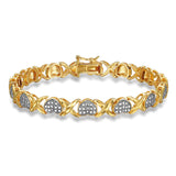 MORGAN & PAIGE 18K Yellow Gold Plated 925 Sterling Silver Two-Tone Diamond Accent and Illusion XO Heart Tennis Bracelet or Pendant Necklace