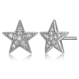 MORGAN & PAIGE .925 Sterling Silver Rhodium or 18K Gold Plated Cubic Zirconia Pave Star Stud Earrings for Women or CZ Star Pendant Necklace - Dainty Hypoallergenic Silver Necklace for Women Jewelry