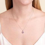 MORGAN & PAIGE Gemstone Lab-Created Birthstone Pendant Love Knot Necklace Featuring Rhodium-Plated Sterling Silver with Faceted Cable Chain, Love Knot Necklace, Birthstone Necklaces for Women