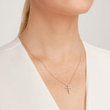 Sterling Silver Necklace Pendant with Lab-Created Diamonds, Hypoallergenic, 18-inch Chain, Elegant Gift Box Included