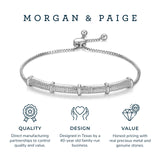 MORGAN & PAIGE Fine Silver-Plated Diamond-Accent Bar Strand Bracelet, 1.5mm Box Chain Bolo Style Adjustable up to 9" (I-J Color)