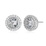 MORGAN & PAIGE 14K Rose Gold Plated or Rhodium Plated .925 Sterling Silver Floating Halo 7mm Round Cubic Zirconia 1/2" Stud Earrings