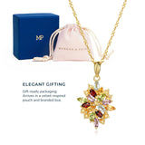 MORGAN & PAIGE 18K Yellow Gold Plated 925 Sterling Silver Diamond-Accented Gemstone Birthstone Cluster Pendant Necklace, 18"