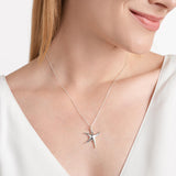 MORGAN & PAIGE .925 Sterling Silver Platinum Plated Starfish Pendant Necklaces for Women - Hypoallergenic and Elegant Jewelry Dainty Sterling Silver Necklace for Women, 18" Cable Chain