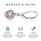 MORGAN & PAIGE Round Halo Drop Earrings for Women - 925 Sterling Silver, Premium Rhodium Plated with Dancing Solitaire Cubic Zirconia - Lightweight, Small Dangle Earring Design